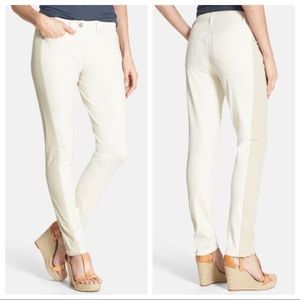 Eileen Fisher Cotton Tuxedo Stripe Skinny Trousers - Small